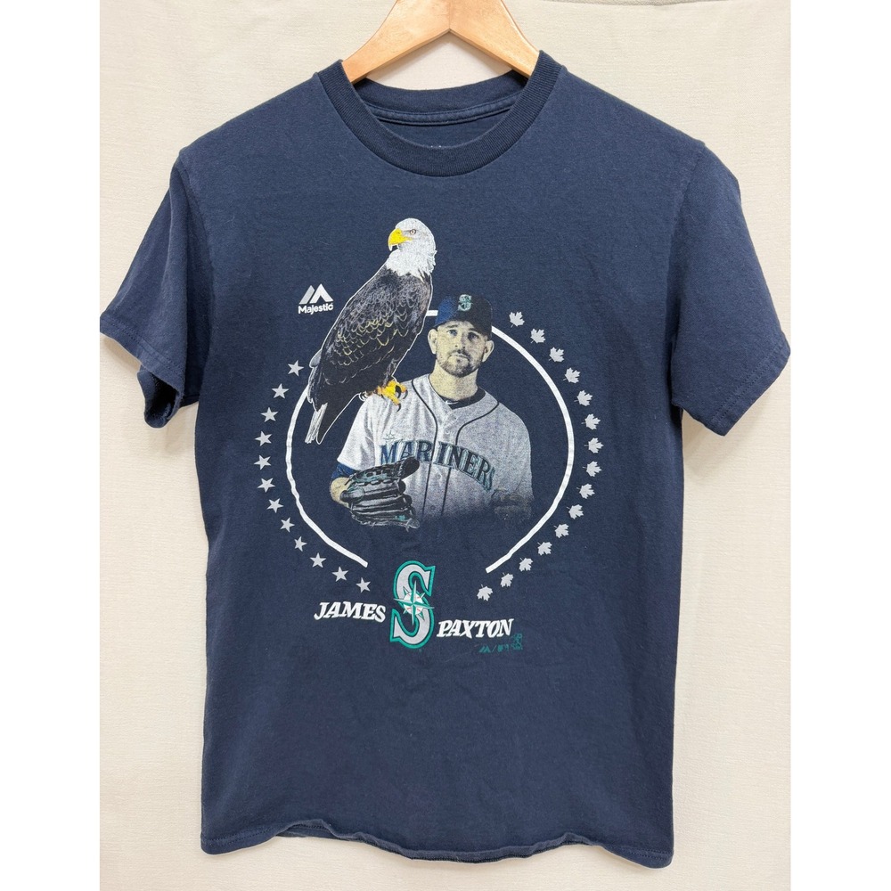 Majestic Seattle Mariners James Paxton Big Maple T-Shirt Small Navy Blue